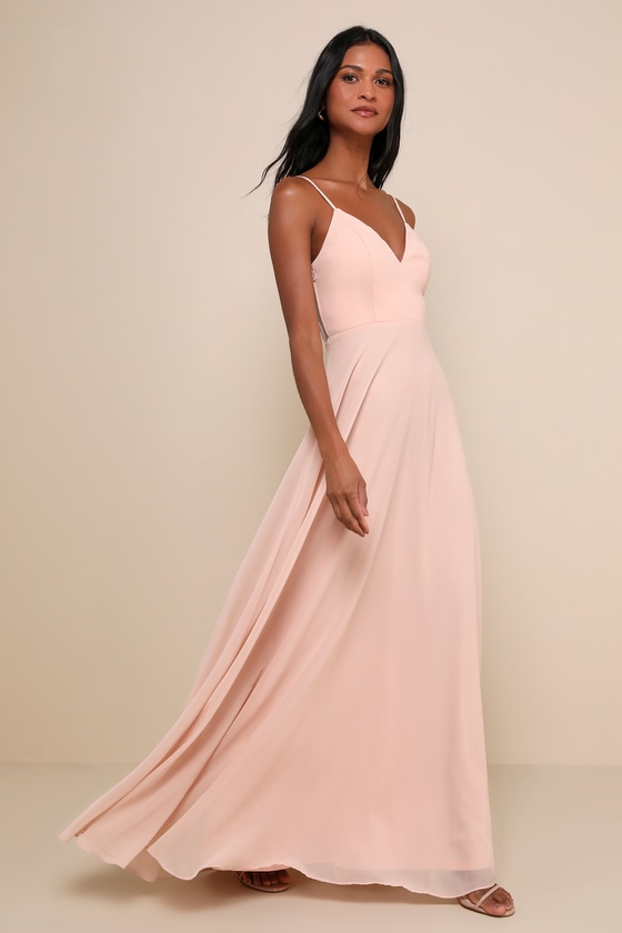 V Neck Princess Pink Satin Long Prom Dresses, V Neck Pink Formal Gradu –  morievent